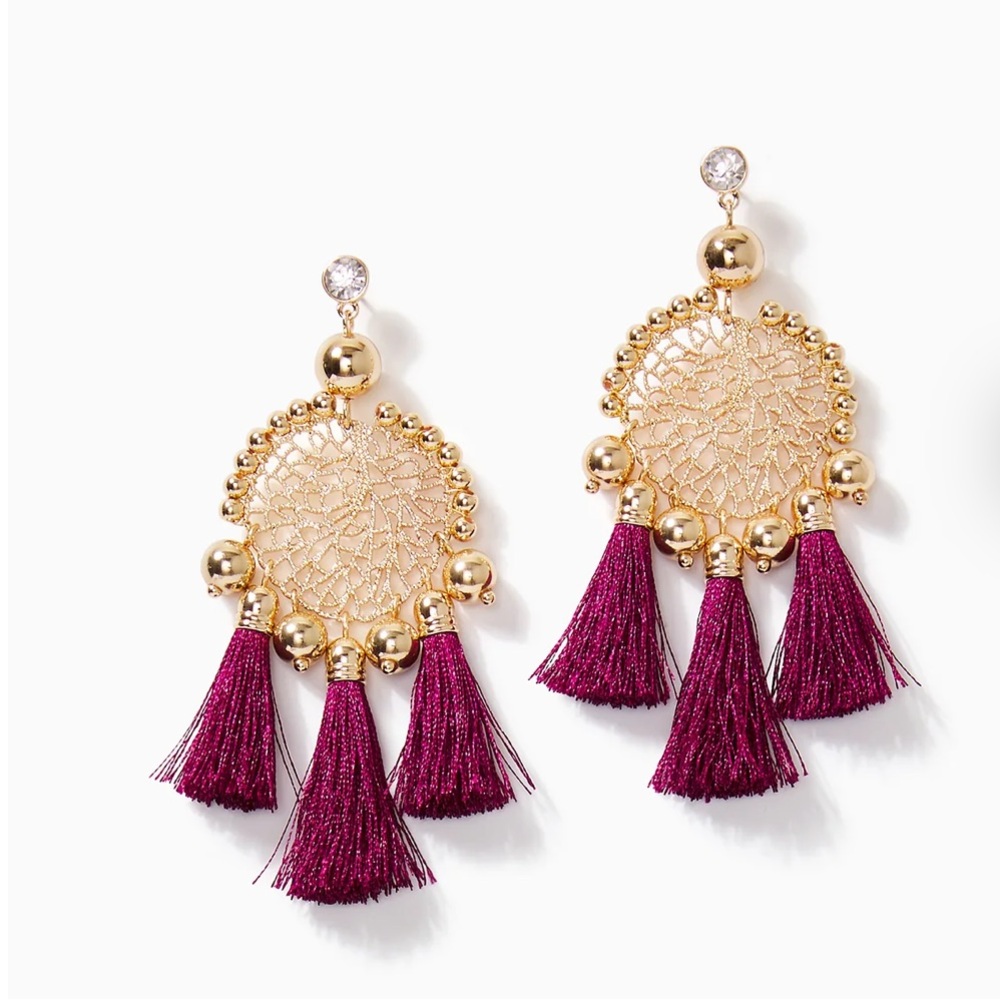 Lily Pulitzer Sea Dreamer Hold Earrings in Amaretto Cherry Red Burgundy Circle